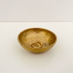 Handmade Mini Gold Tone Metal Jewelry Trinket Dish From Brooklyn's Leif 2-3/4 in